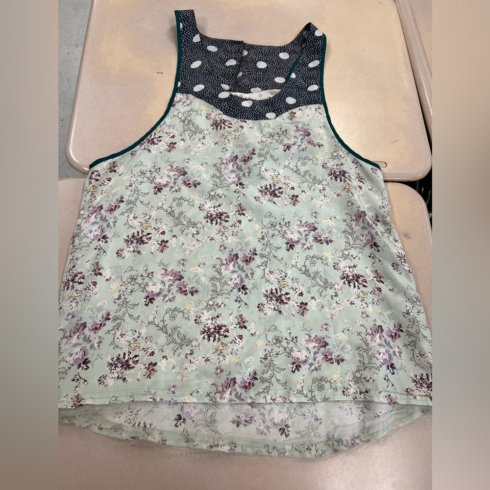 Lerario. Beatriz Silk Floral/ Polka Dot Tank Top Size 8